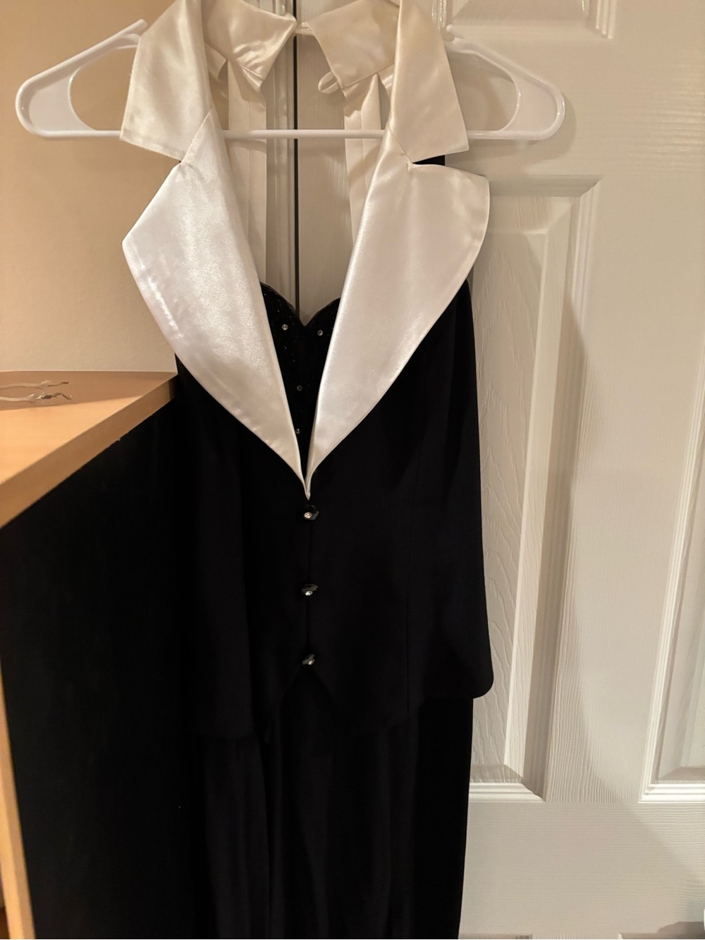 Black Evening Dress with Satin White Collar